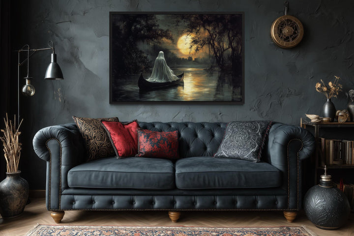 Ghost in Canoe Gothic Halloween Wall Art