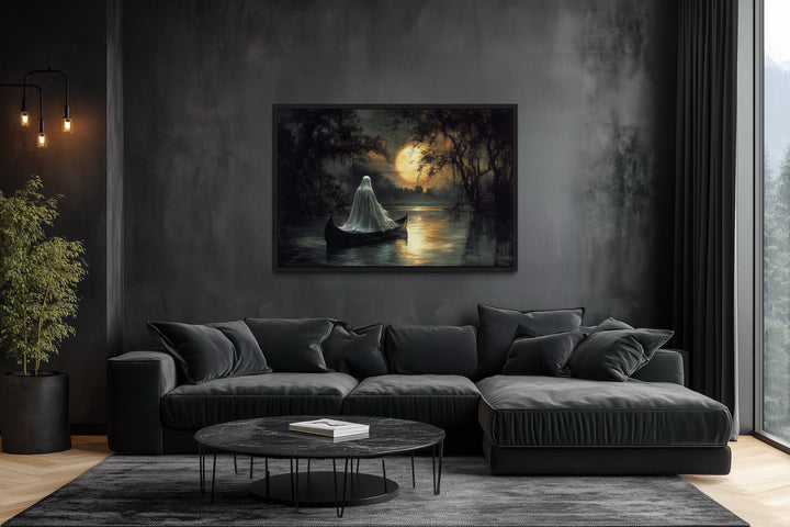 Ghost in Canoe Gothic Halloween Wall Art