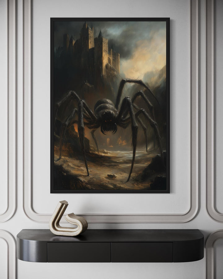 Giant Spider Creeping Through Gothic Castle Ruins Halloween Wall Art