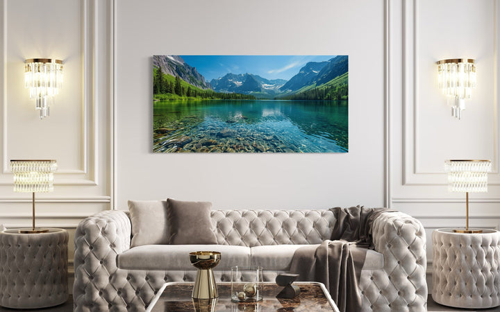 Glacier National Park Wall Art – Montana Landscape Framed Canvas for Rustic Home Decor