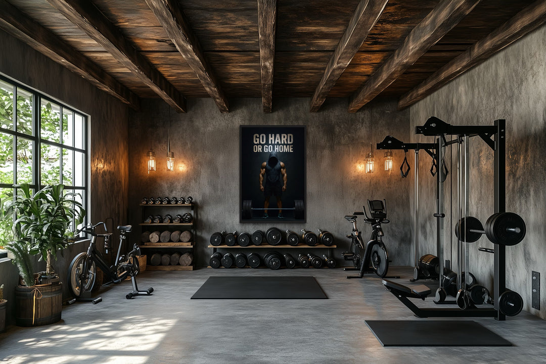 Go Hard Or Go Home Man With Barbell Gym Motivation Wall Art