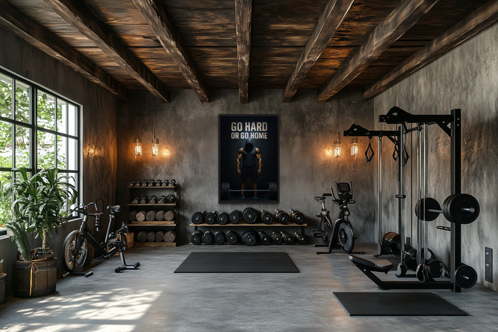 Go Hard Or Go Home Man With Barbell Gym Motivation Wall Art