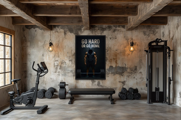 Go Hard Or Go Home Man With Barbell Gym Motivation Wall Art