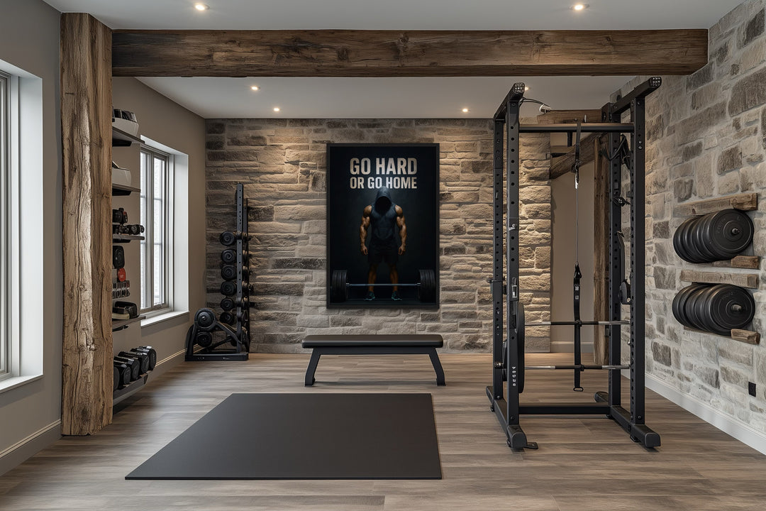 Go Hard Or Go Home Man With Barbell Gym Motivation Wall Art