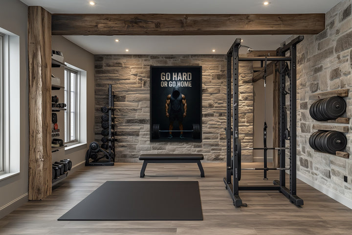 Go Hard Or Go Home Man With Barbell Gym Motivation Wall Art