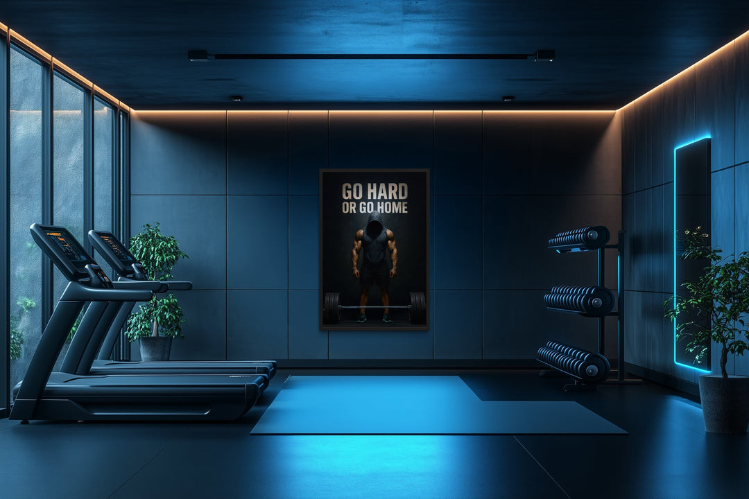 Go Hard Or Go Home Man With Barbell Gym Motivation Wall Art