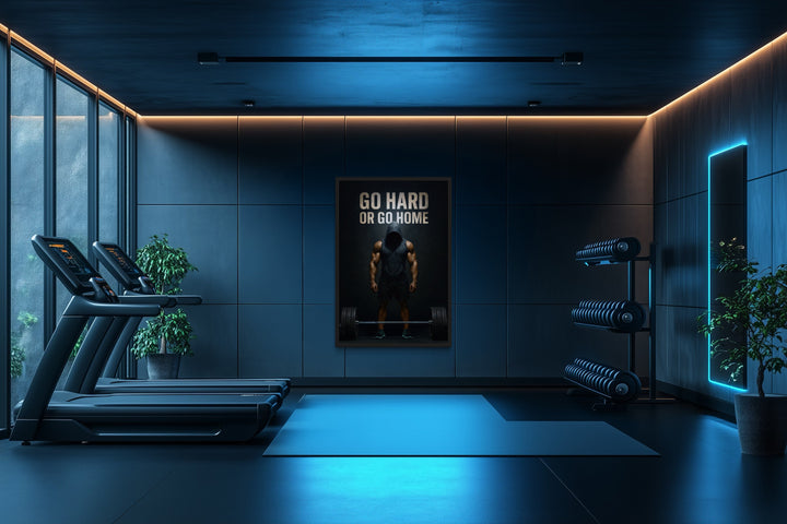 Go Hard Or Go Home Man With Barbell Gym Motivation Wall Art