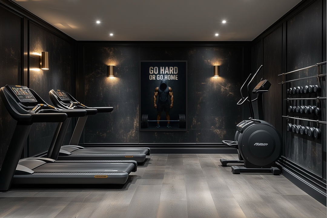 Go Hard Or Go Home Man With Barbell Gym Motivation Wall Art