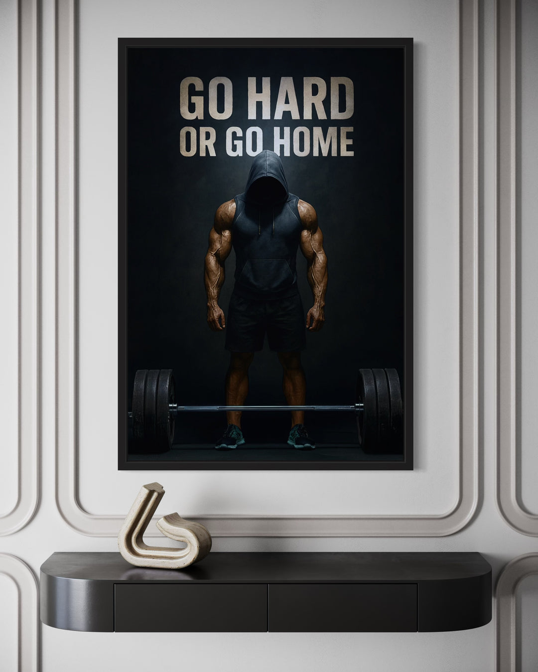 Go Hard Or Go Home Man With Barbell Gym Motivation Wall Art