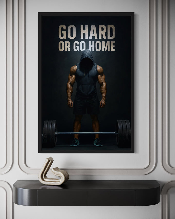 Go Hard Or Go Home Man With Barbell Gym Motivation Wall Art