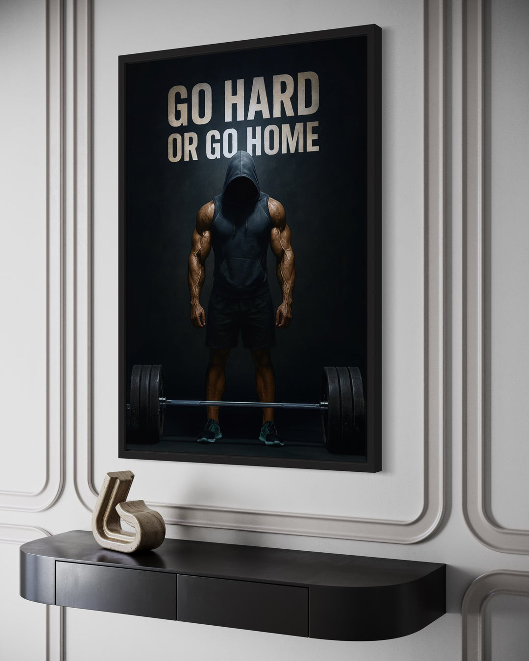 Go Hard Or Go Home Man With Barbell Gym Motivation Wall Art