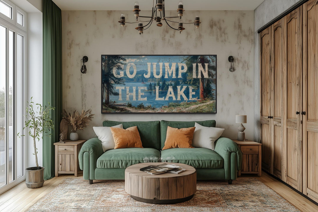 Go Jump in the Lake Painting On Wood Canvas Wall Art