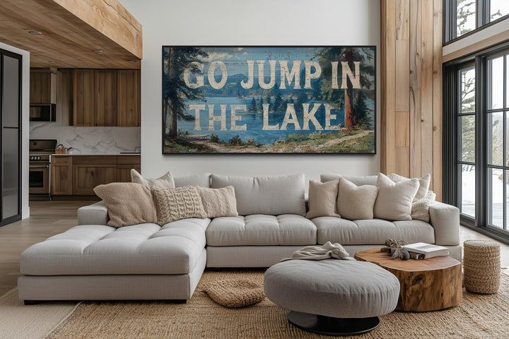 Go Jump in the Lake Painting On Wood Canvas Wall Art