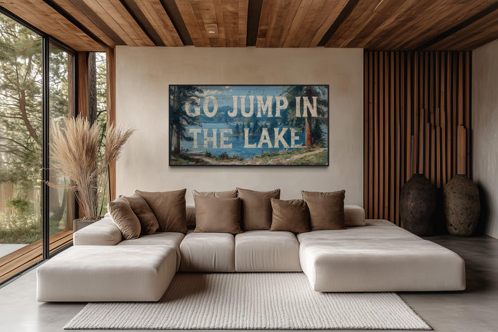 Go Jump in the Lake Painting On Wood Canvas Wall Art