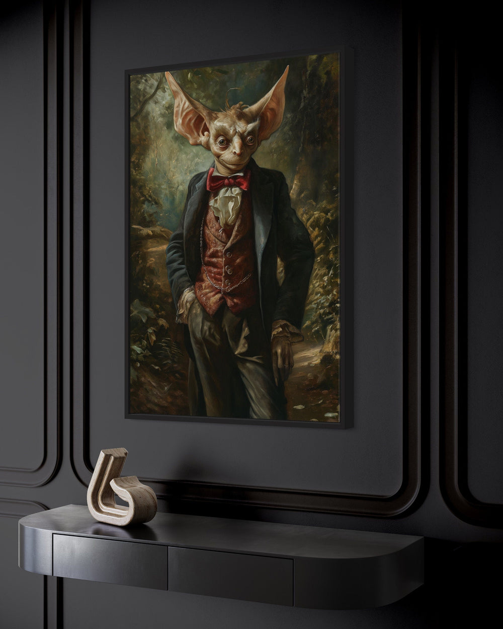 Goblin In Suit Gothic Framed Canvas Wall Art