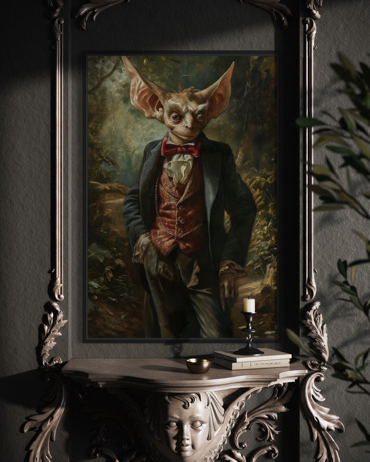 Goblin In Suit Gothic Framed Canvas Wall Art