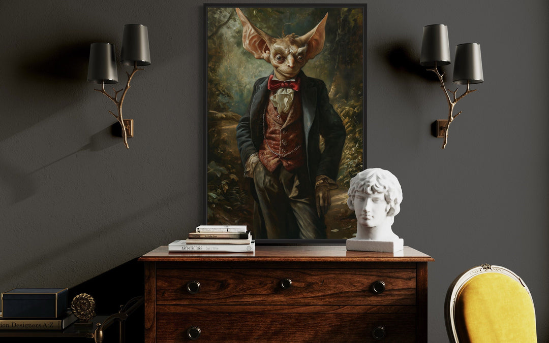 Goblin In Suit Gothic Framed Canvas Wall Art