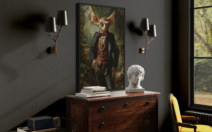 Goblin In Suit Gothic Framed Canvas Wall Art