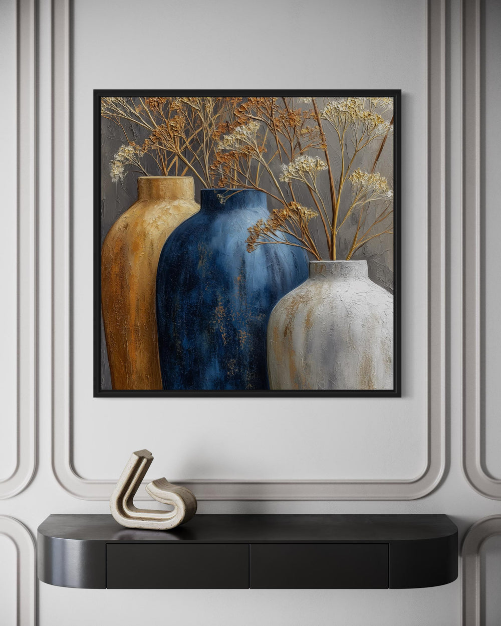 Gold Beige Vase Dining Room Wall Art