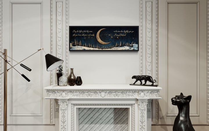 Gold Crescent Moon And Stars Christmas Blessings Wall Art