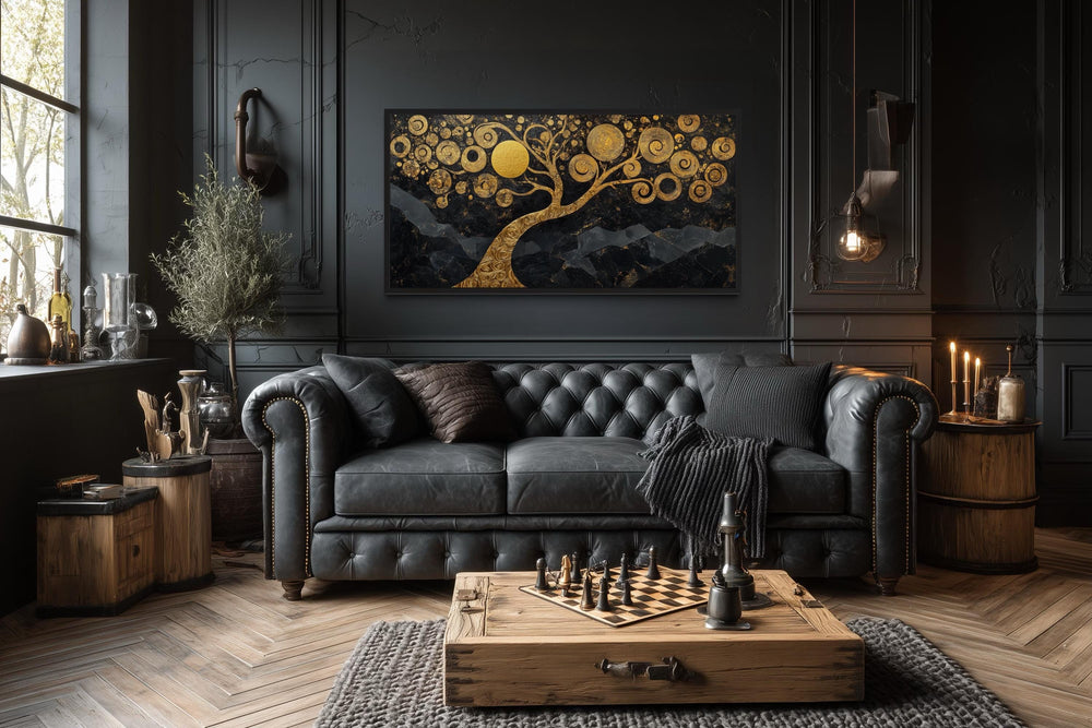 Gold Tree of Life Wall Art on Black Background