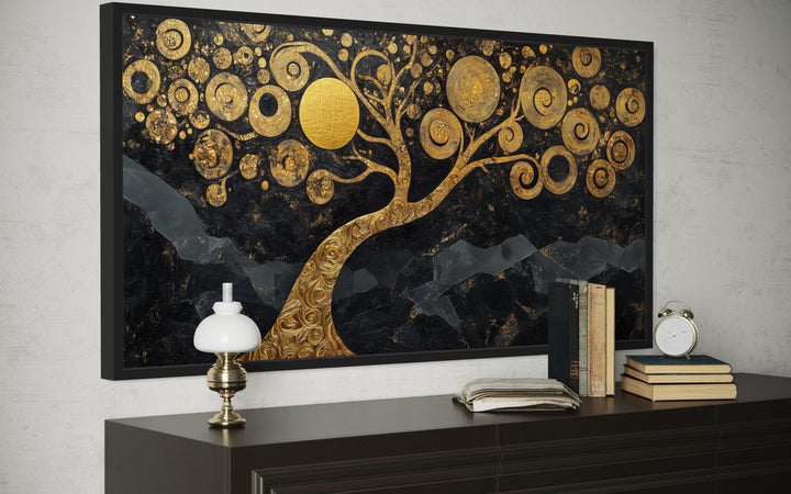 Gold Tree of Life Wall Art on Black Background