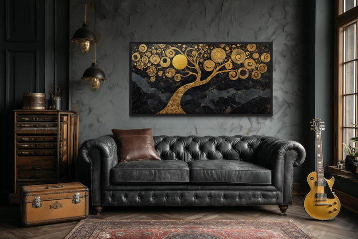 Gold Tree of Life Wall Art on Black Background