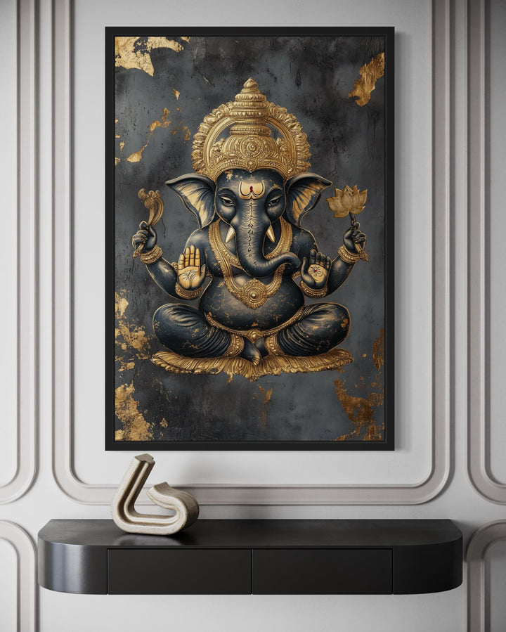 Gold and BlackLord Ganesha Wall Art