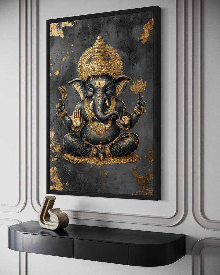 Gold and BlackLord Ganesha Wall Art