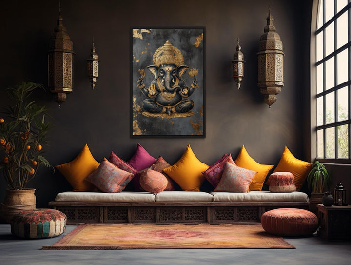 Gold and BlackLord Ganesha Wall Art