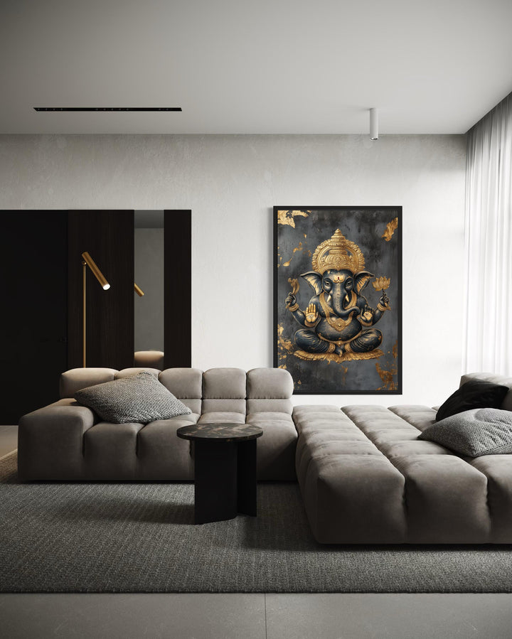 Gold and BlackLord Ganesha Wall Art