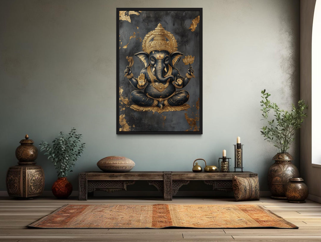 Gold and BlackLord Ganesha Wall Art