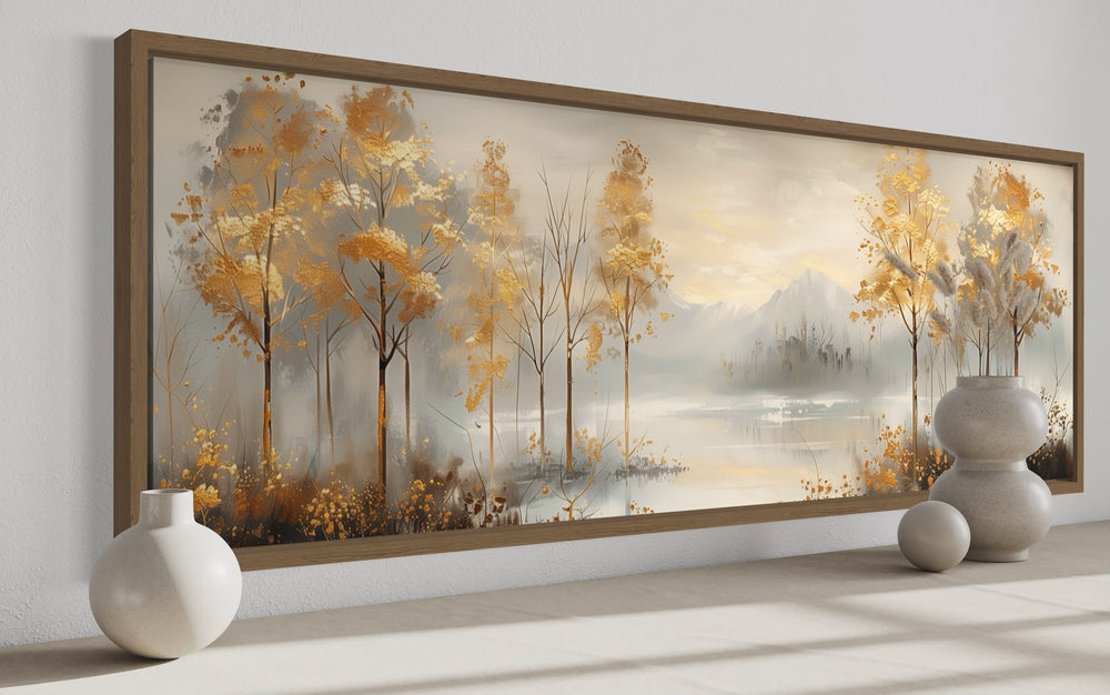 Golden Autumn Forest Panoramic Canvas Wall Art side view