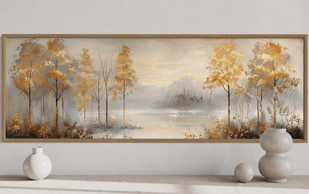 Golden Autumn Forest Panoramic Canvas Wall Art