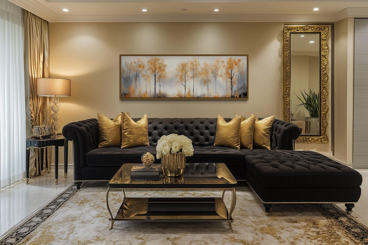 Golden Autumn Trees Long Horizontal Canvas Wall Art