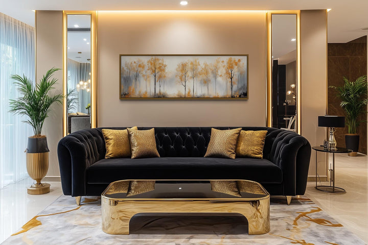 Golden Autumn Trees Long Horizontal Canvas Wall Art