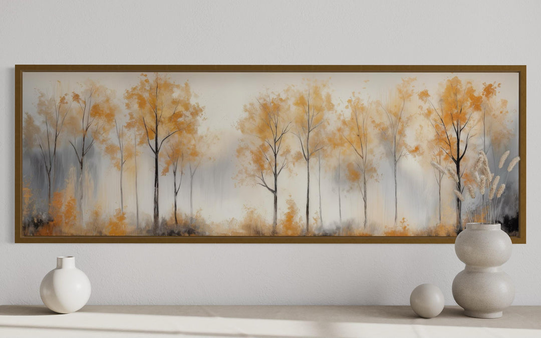 Golden Autumn Trees Long Horizontal Canvas Wall Art