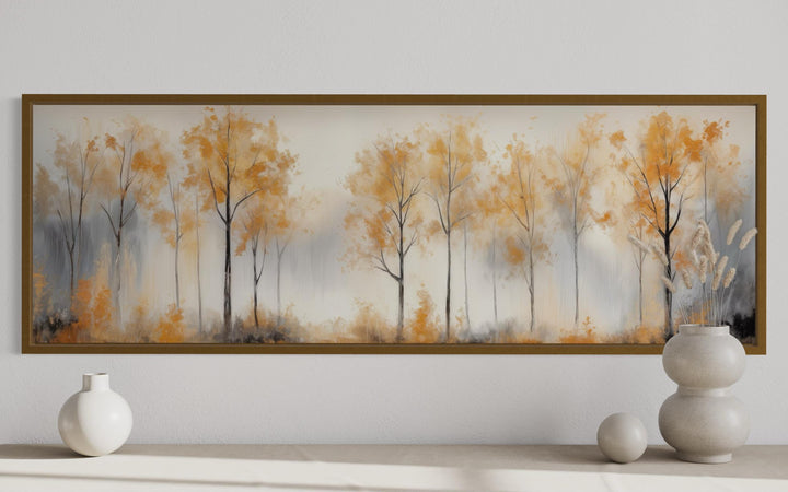 Golden Autumn Trees Long Horizontal Canvas Wall Art