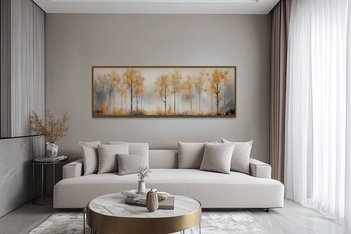 Golden Autumn Trees Long Horizontal Canvas Wall Art