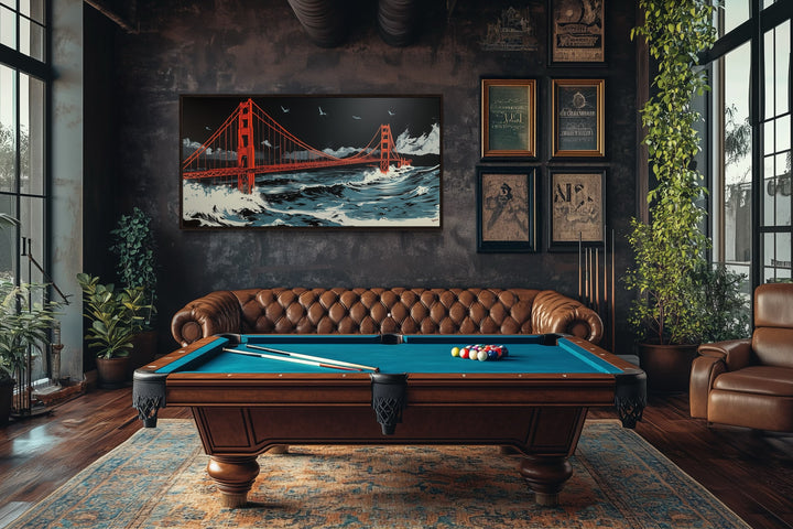 Golden Gate Bridge Skyline at Night San Francisco Framed Canvas Wall Art