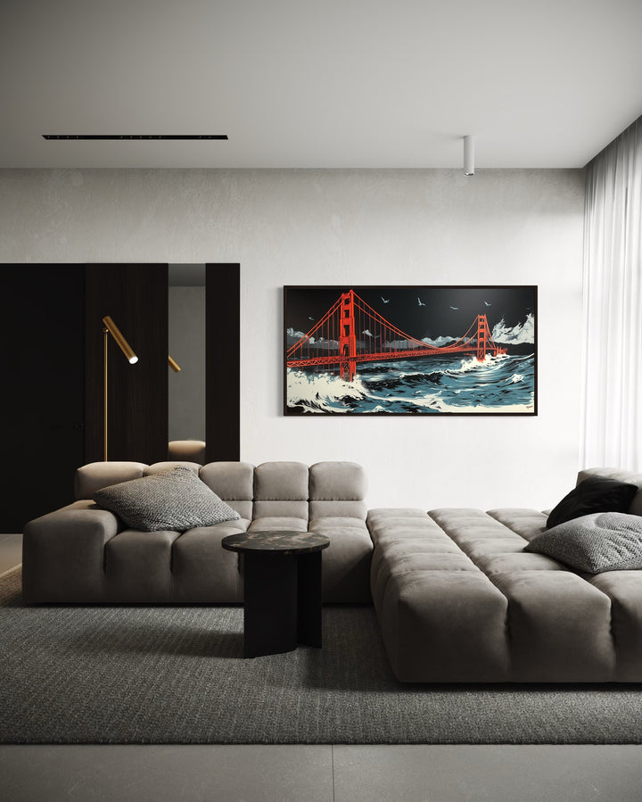 Golden Gate Bridge Skyline at Night San Francisco Framed Canvas Wall Art