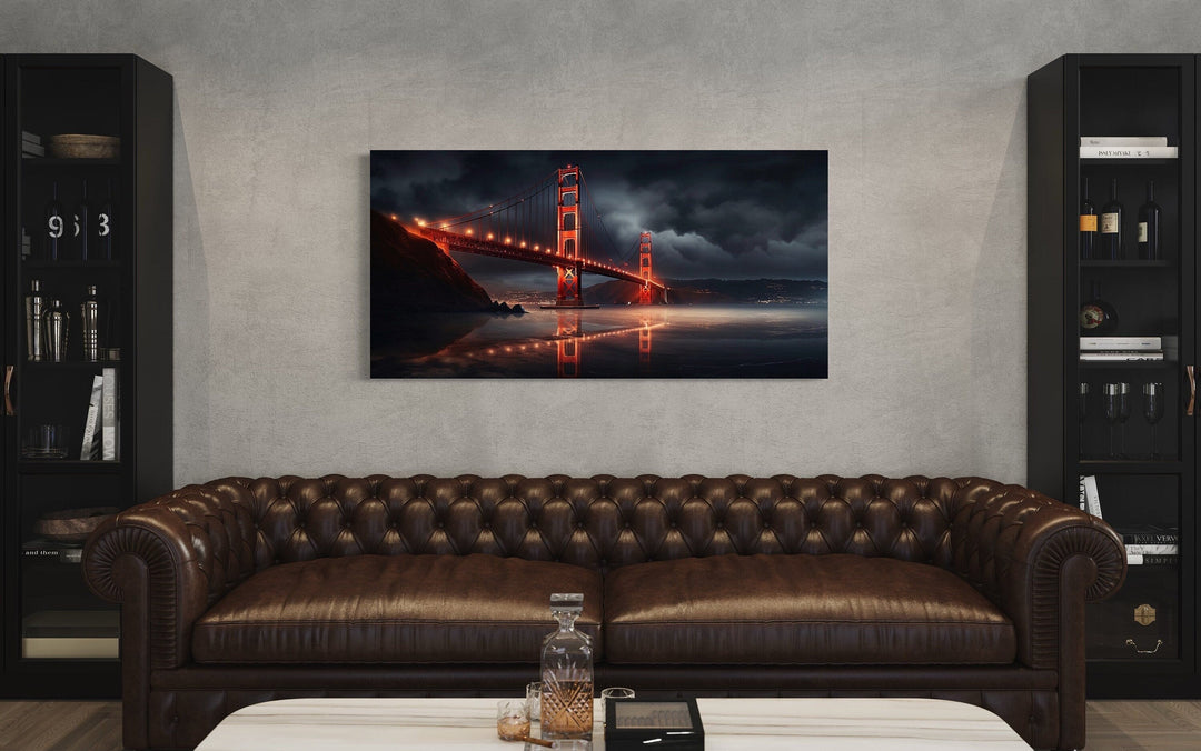 Golden Gate Bridge Skyline at Night San Francisco Framed Canvas Wall Art