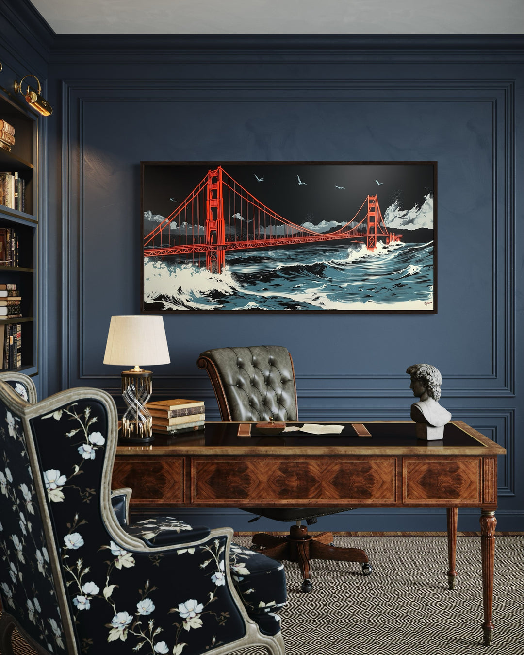 Golden Gate Bridge Skyline at Night San Francisco Framed Canvas Wall Art