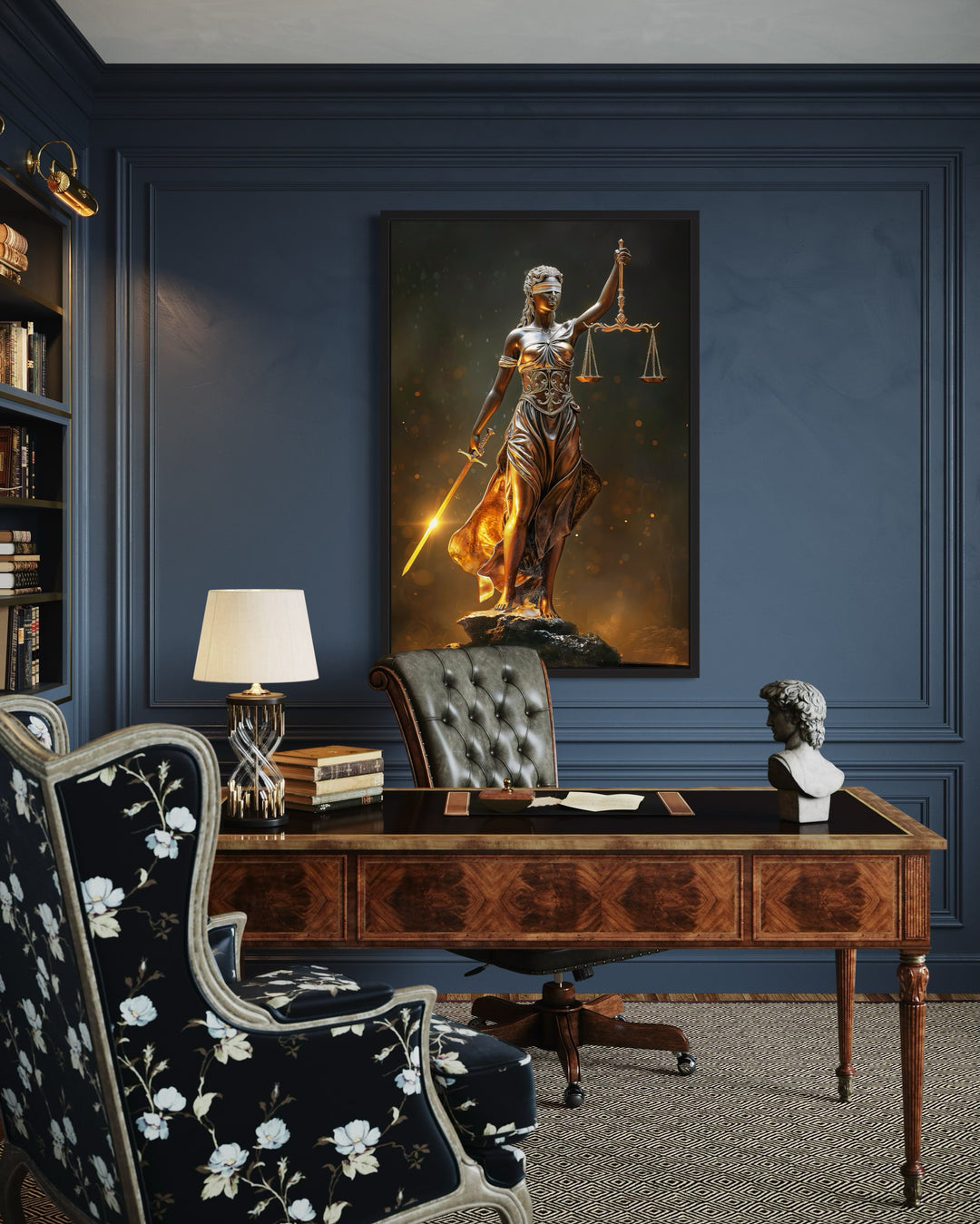 Golden Lady Justice Law Office Framed Canvas Wall Art