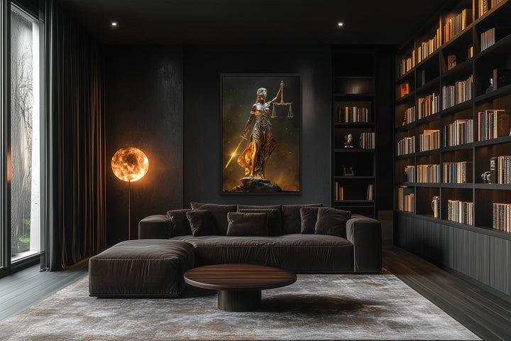 Golden Lady Justice Law Office Framed Canvas Wall Art