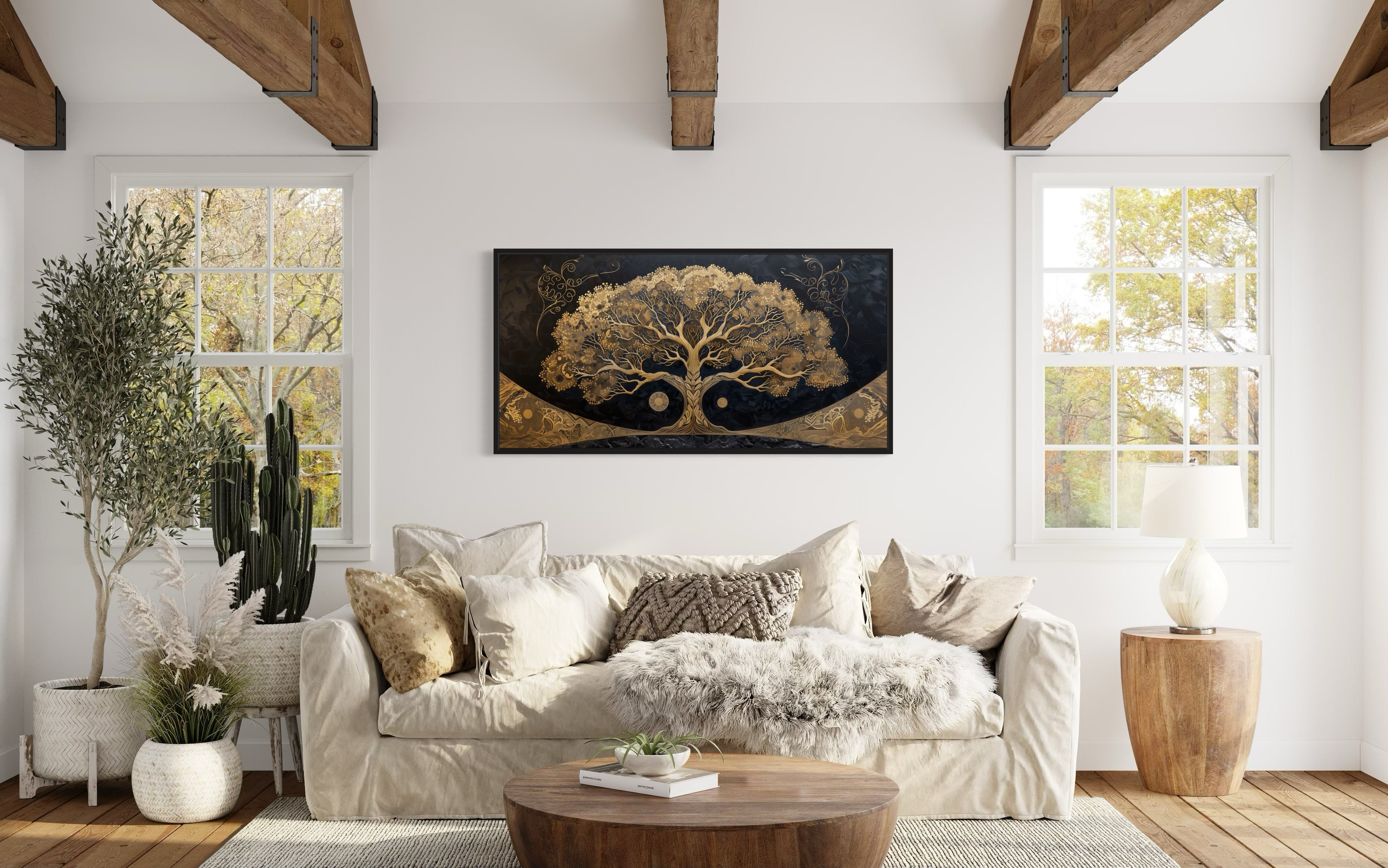 Gold Tree Wall Tapestry Norse Tapestry, Yggdrasil Wall Hanging