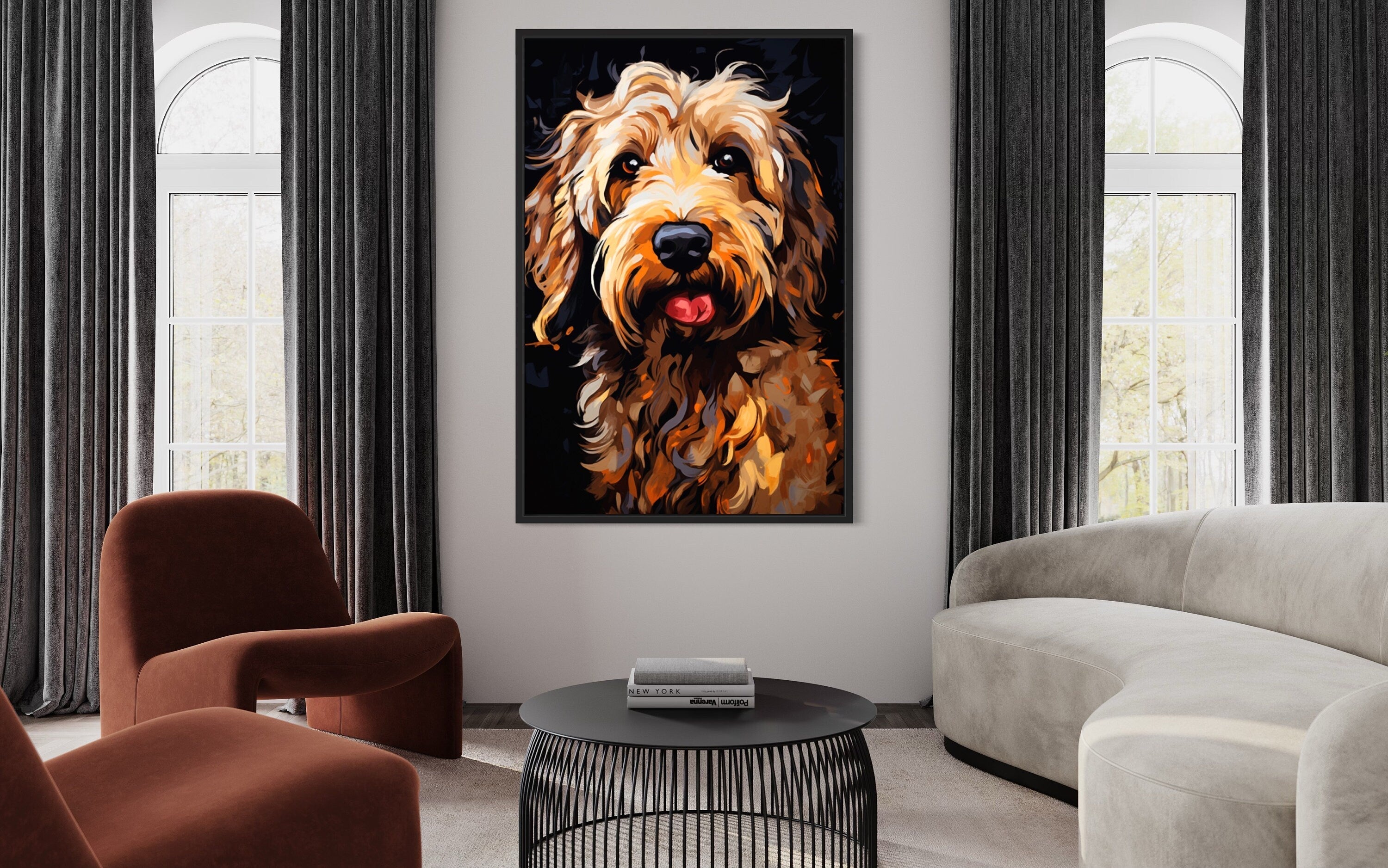 Goldendoodle Pop Art Canvas Wall Art | Vibrant Dog Portrait – Wall