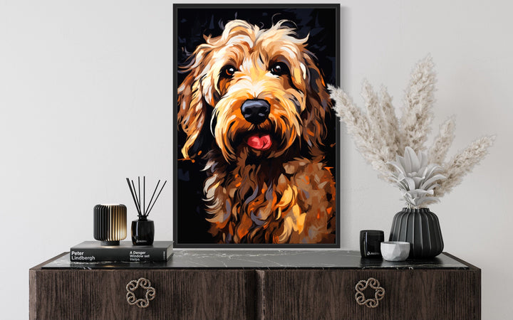 Goldendoodle Pop Art Framed Canvas Wall Art