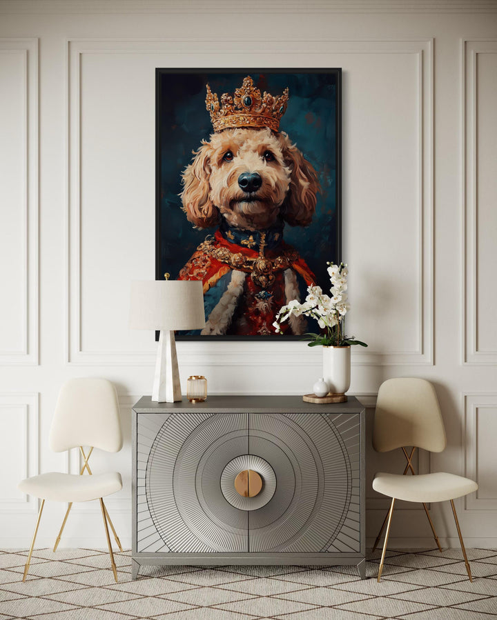 Goldendoodle With Crown Royal Portrait Wall Art