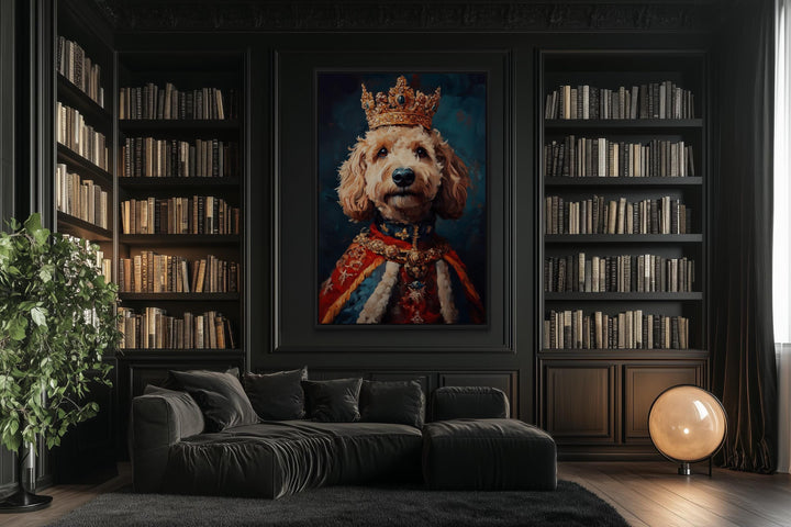 Goldendoodle With Crown Royal Portrait Wall Art